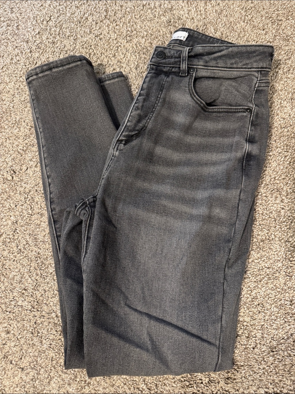 LOFT Charcoal Gray High-Rise Skinny Jeans